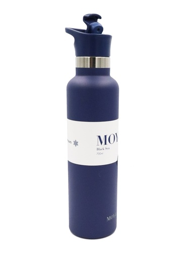 Moya "Black Sea"  700ml Insulated Sustainable Water Bottle Navy Spout Lid