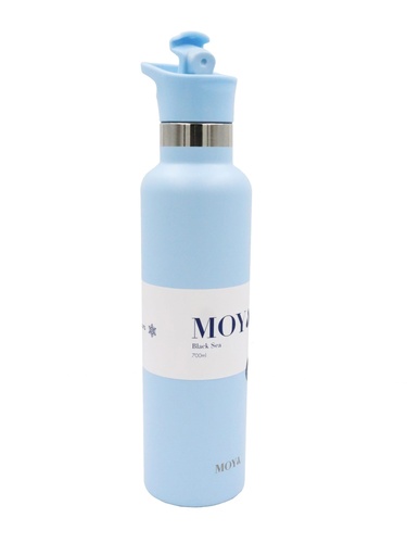 Moya "Black Sea"  700ml Insulated Sustainable Water Bottle Powder Blue Spout Lid