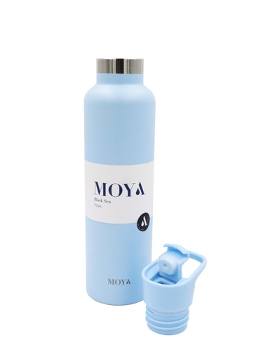 Moya "Black Sea"  700ml Insulated Sustainable Water Bottle Powder Blue Spout Lid