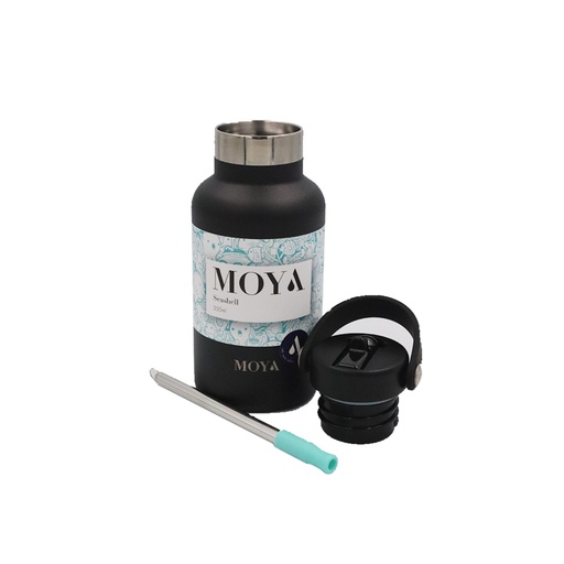 Moya "Seashell" 350ml Insulated Sustainable Water Bottle Black