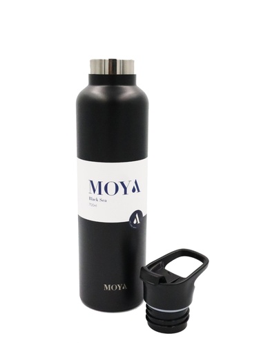 Moya "Black Sea"  700ml Insulated Sustainable Water Bottle Black Spout Lid