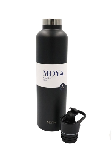 Moya "Coral Reef" 1L Insulated Sustainable Water Bottle Black Spout Lid
