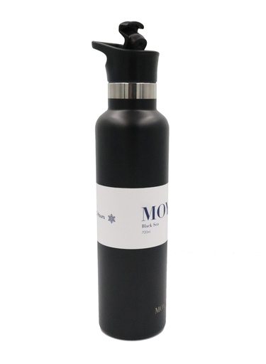 Moya "Black Sea"  700ml Insulated Sustainable Water Bottle Black Spout Lid