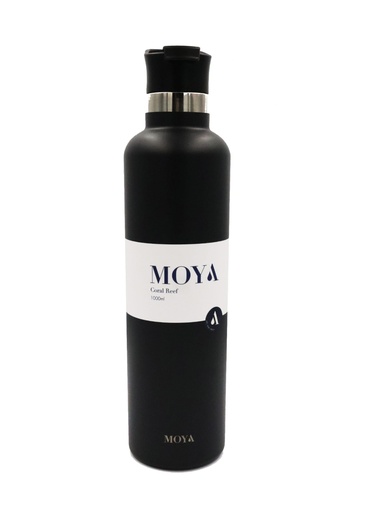 Moya "Coral Reef" 1L Insulated Sustainable Water Bottle Black Spout Lid