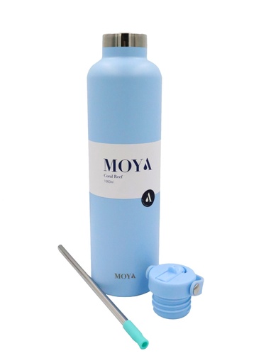 Moya "Coral Reef" 1L Insulated Sustainable Water Bottle Powder Blue