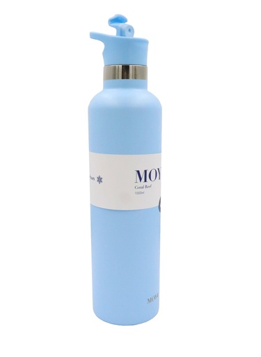Moya "Coral Reef" 1L Insulated Sustainable Water Bottle Powder Blue Spout Lid