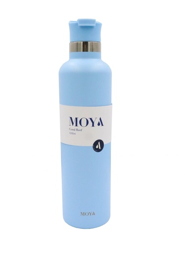 Moya "Coral Reef" 1L Insulated Sustainable Water Bottle Powder Blue Spout Lid