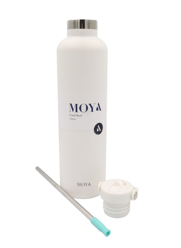Moya "Coral Reef" 1L Insulated Sustainable Water Bottle White