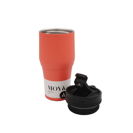 Moya "High Tide" 380ml Travel Coffee Mug Black/Coral