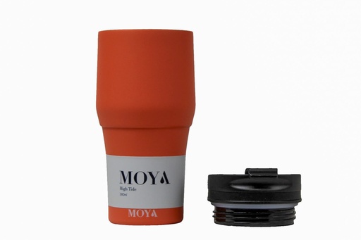 Moya "High Tide" 380ml Travel Coffee Mug Black/Coral