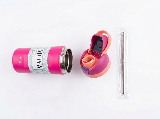 Moya "True Tide"  16oz Insulated Sustainable Water Bottle Hot Pink