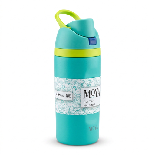 Moya "True Tide"  16oz Insulated Sustainable Water Bottle Electric Blue