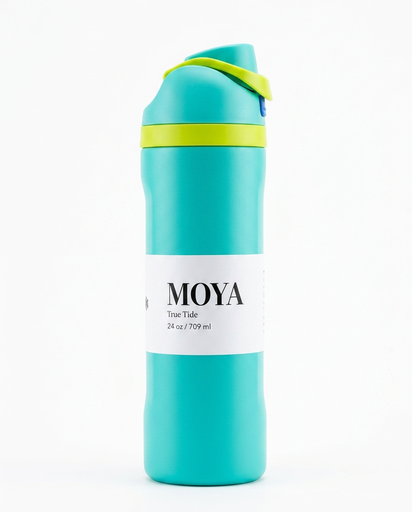 Moya "True Tide"  24oz Insulated Sustainable Water Bottle Electric Blue