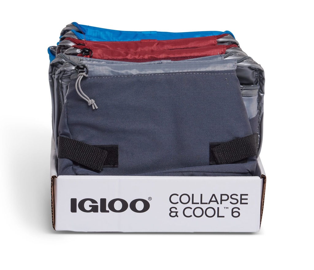 IGLOO-Collapse & Cool 6 Can Solid Assortment - Blue/Black 