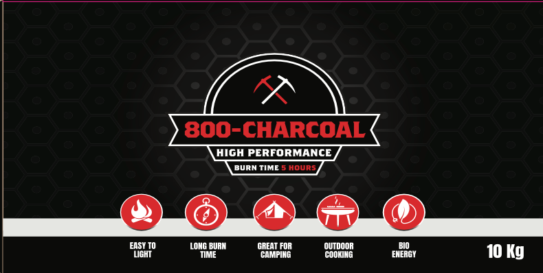 800-CHARCOAL LONG LASTING SAWDUST BRIQUETTE 10KG