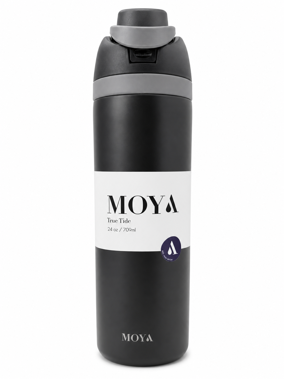 Moya "True Tide"  24oz Insulated Sustainable Water Bottle Black