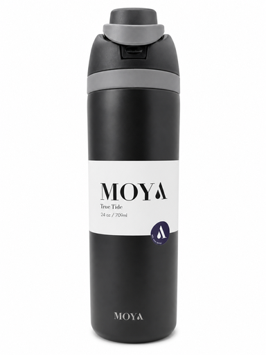 Moya "True Tide"  24oz Insulated Sustainable Water Bottle Black