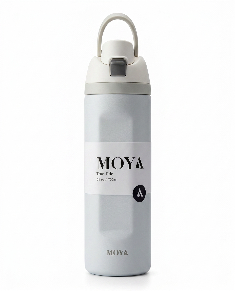 Moya "True Tide"  24oz Insulated Sustainable Water Bottle White