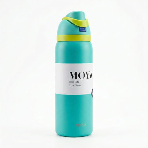 Moya "True Tide"  32oz Insulated Sustainable Water Bottle Electric Blue