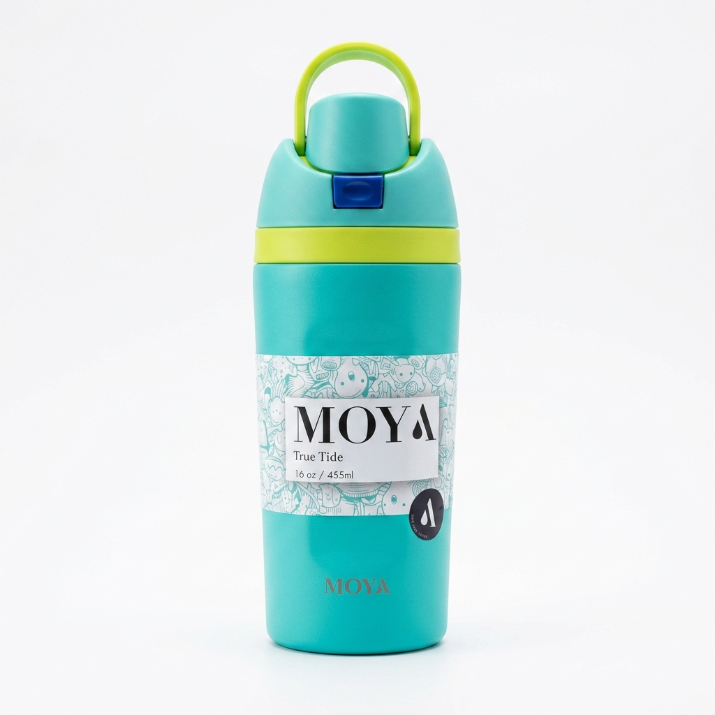 Moya "True Tide"  16oz Insulated Sustainable Water Bottle Electric Blue