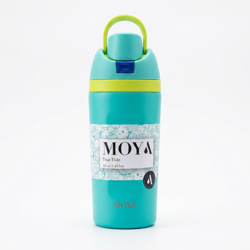 Moya "True Tide"  16oz Insulated Sustainable Water Bottle Electric Blue