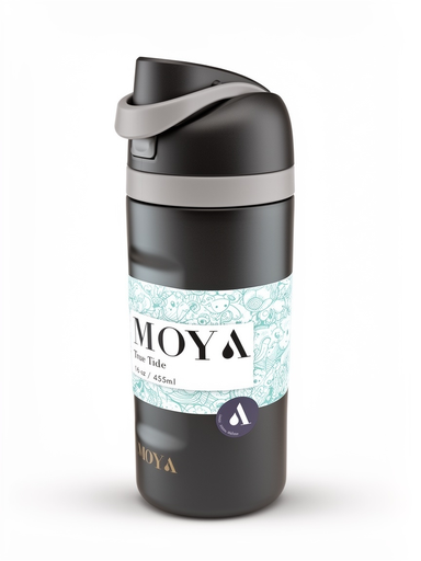 Moya "True Tide"  16oz Insulated Sustainable Water Bottle Black