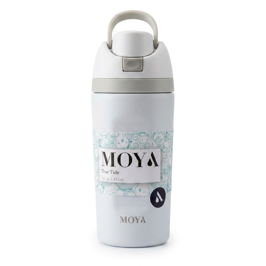 Moya "True Tide"  16oz Insulated Sustainable Water Bottle White