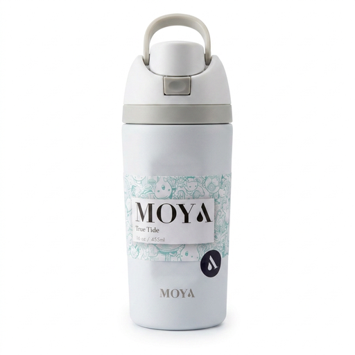 Moya "True Tide"  16oz Insulated Sustainable Water Bottle White