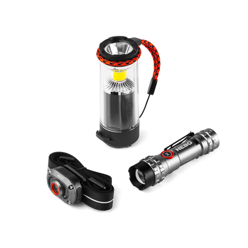 Nebo - TRIPLE LIGHT KIT
(HEADLAMP MYCRO 250, LANTERN GALILEO 350,
FLASHLIGHT 600 FLEX)