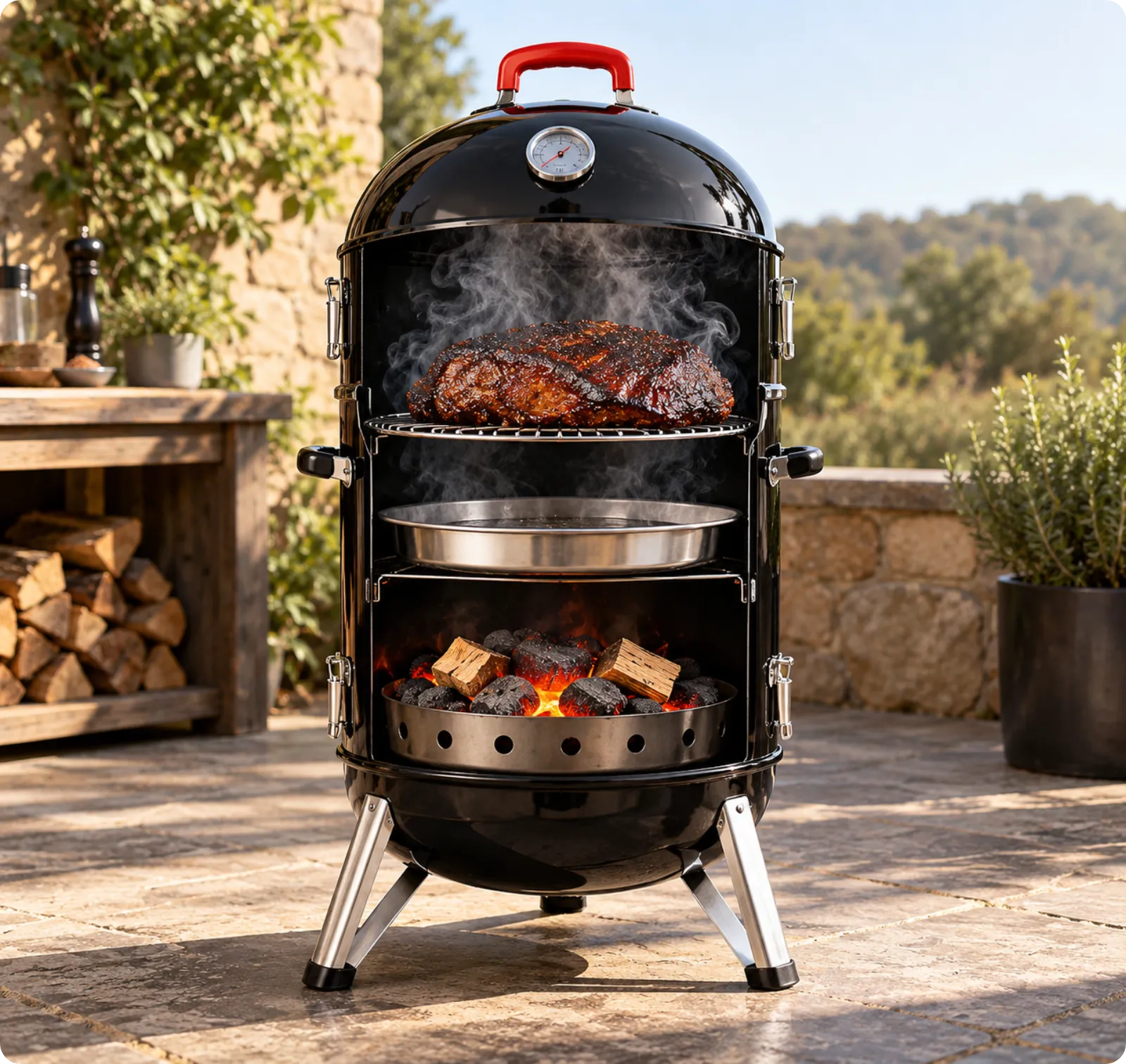 ProQ smoker set up for hot and fast smoking