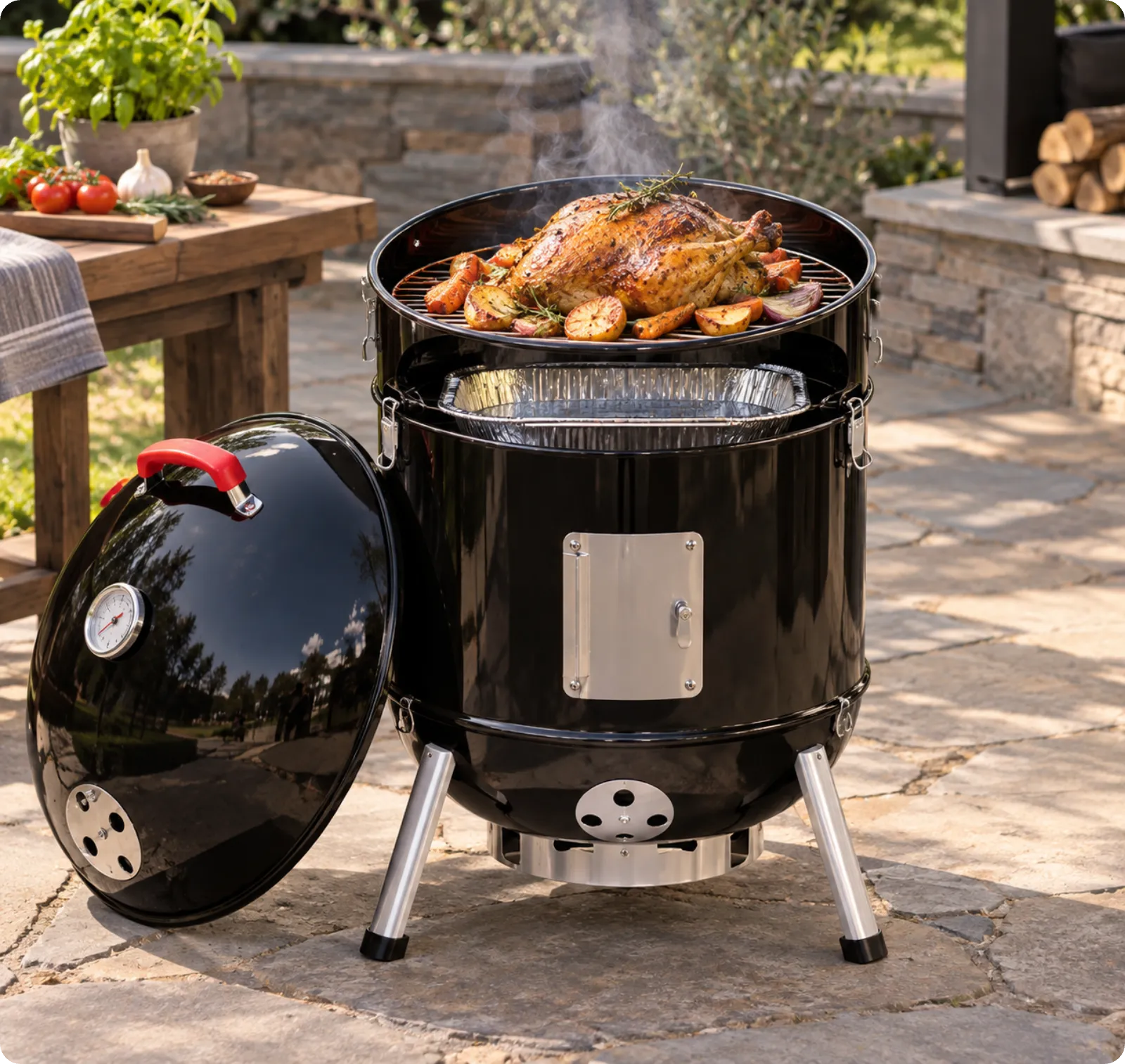 ProQ smoker set up for BBQ roasting