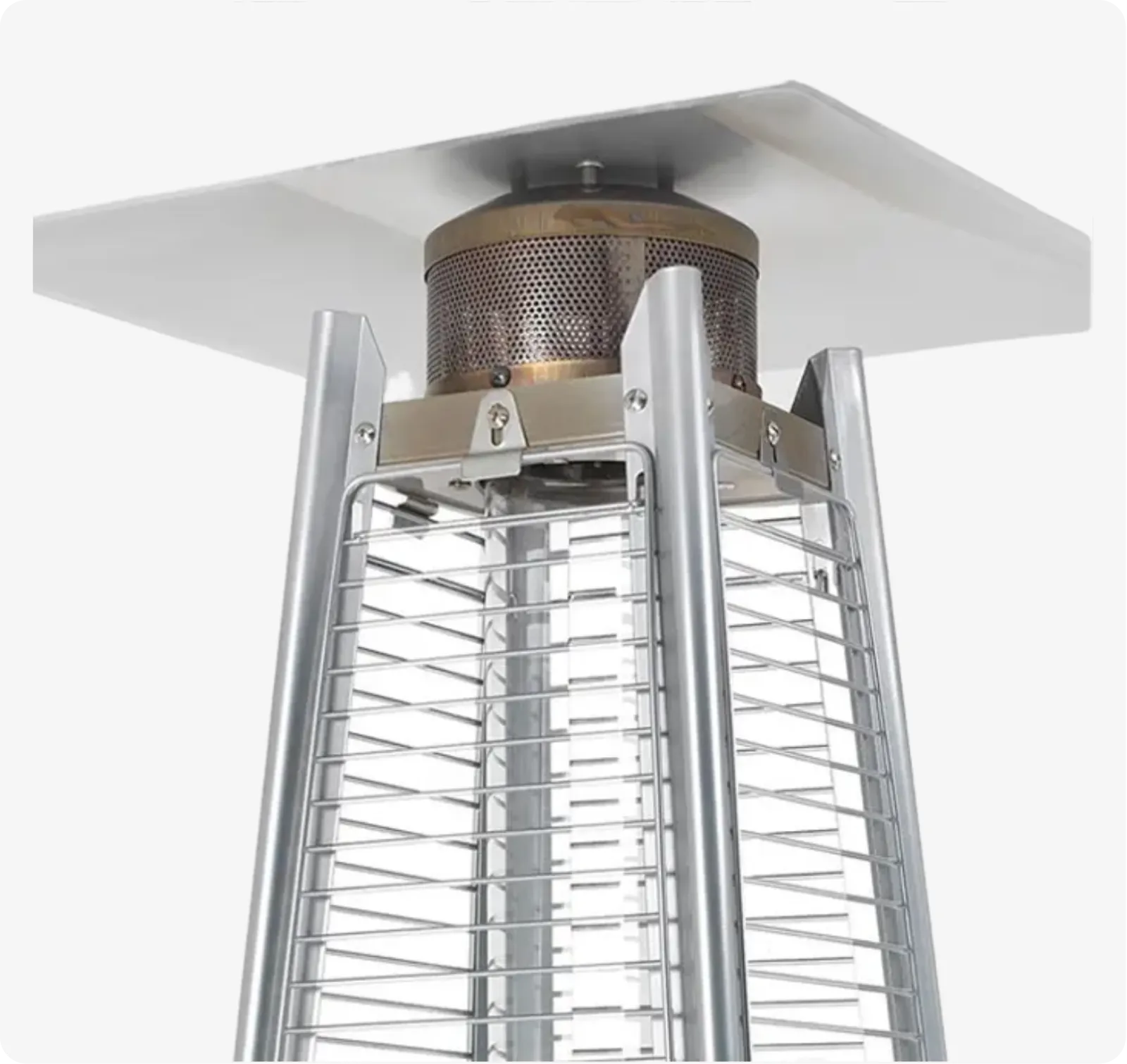 Pyramid patio heater close-up