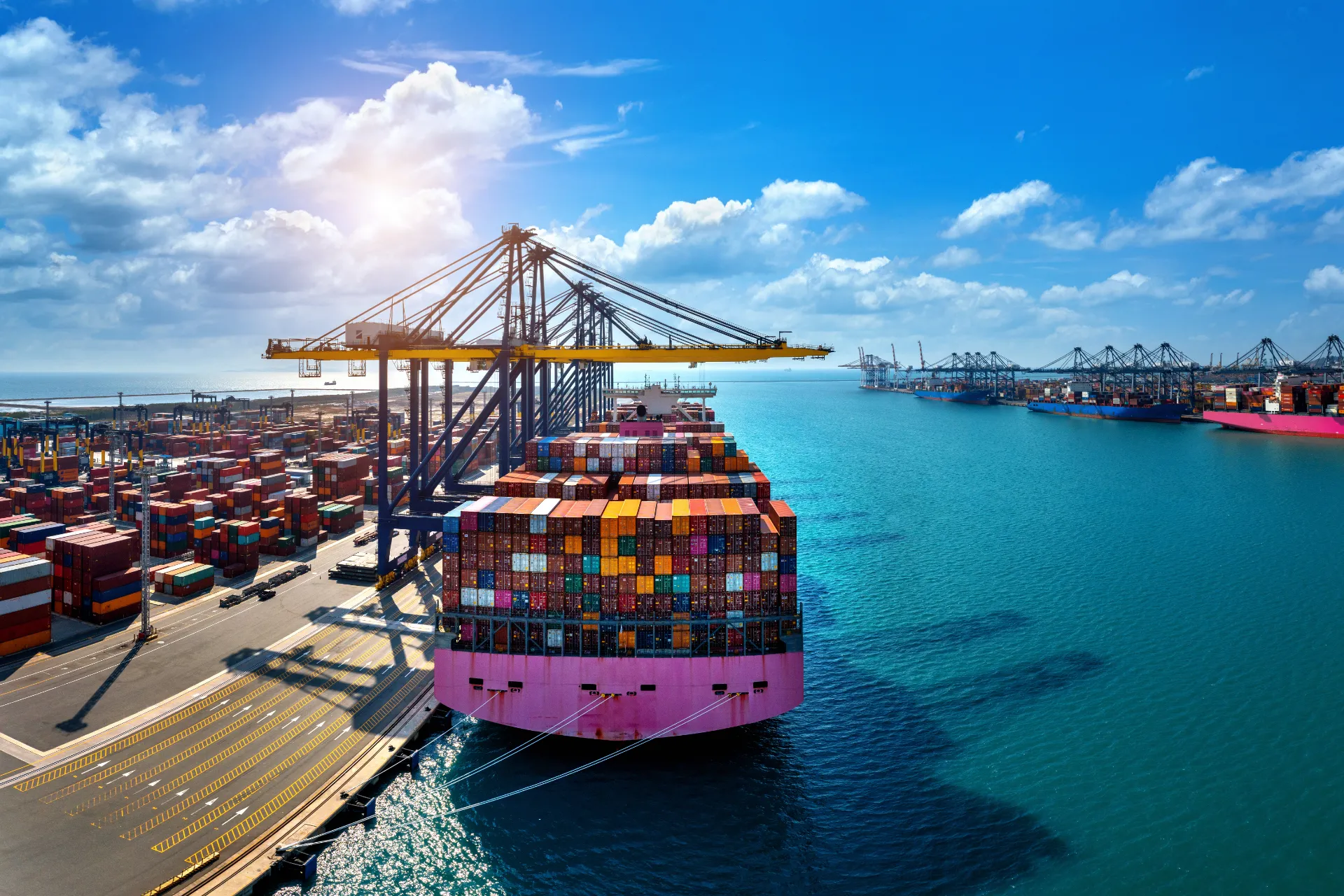 Shipping containers at port for GCC export supply