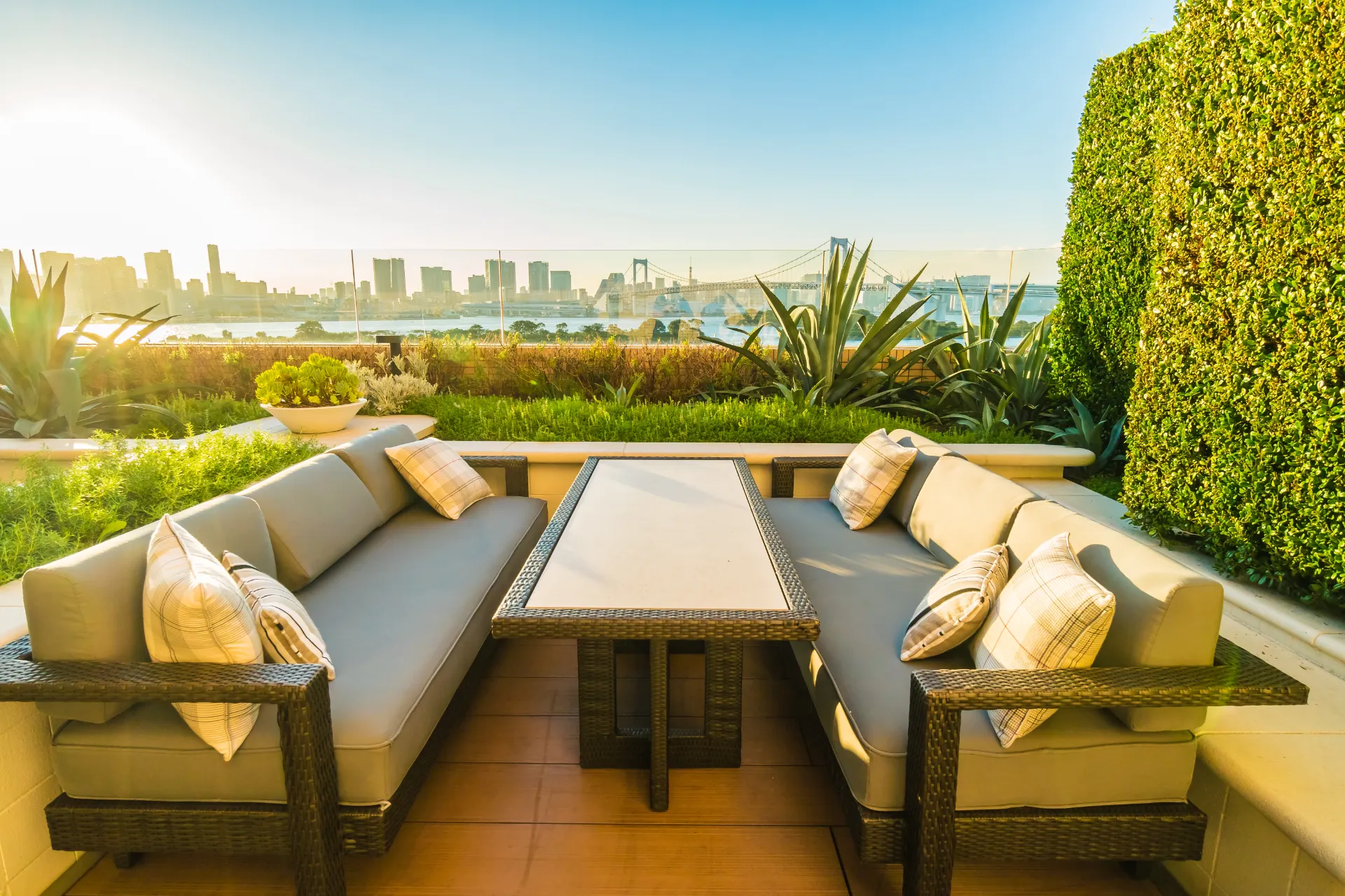 Shaded outdoor patio seating in the UAE