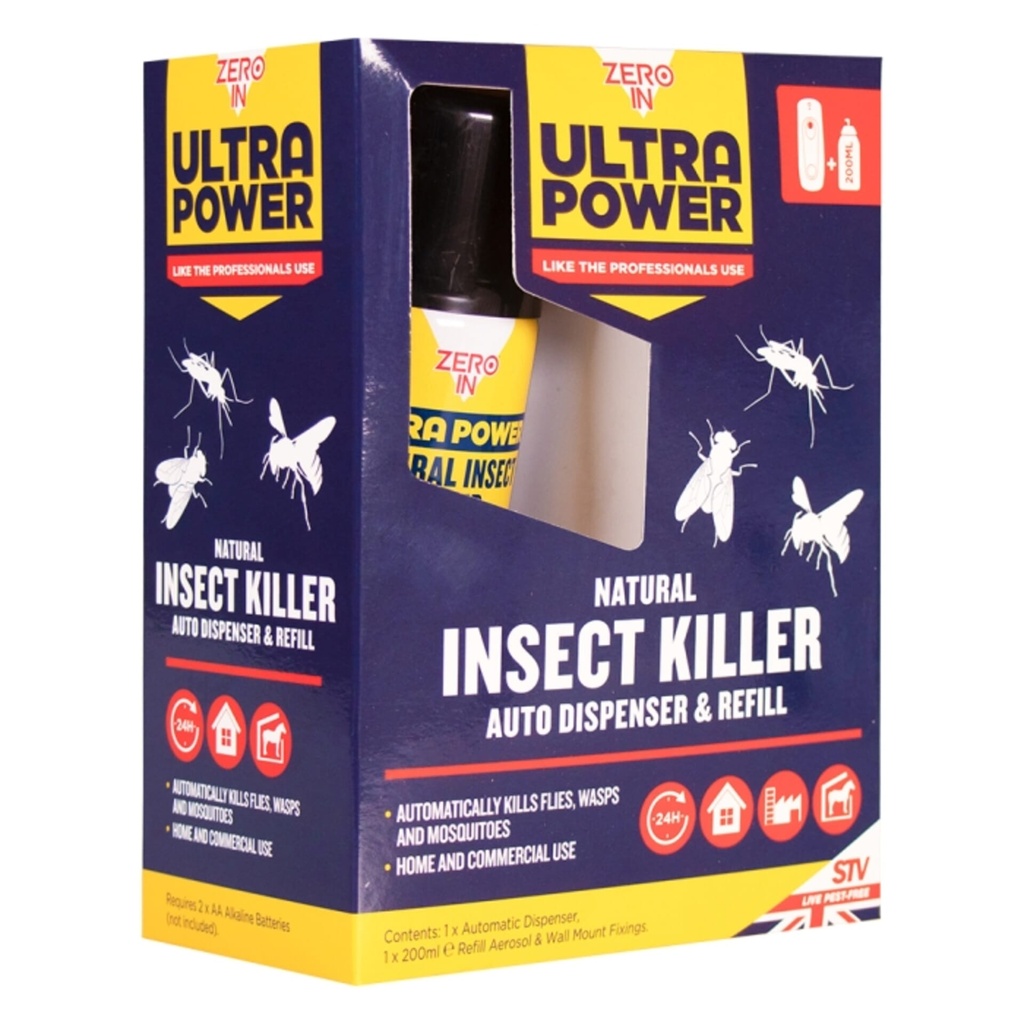 [ZER562] STV  Natural Insect Killer Auto Dispenser Kit - 200ml Aerosol Image 