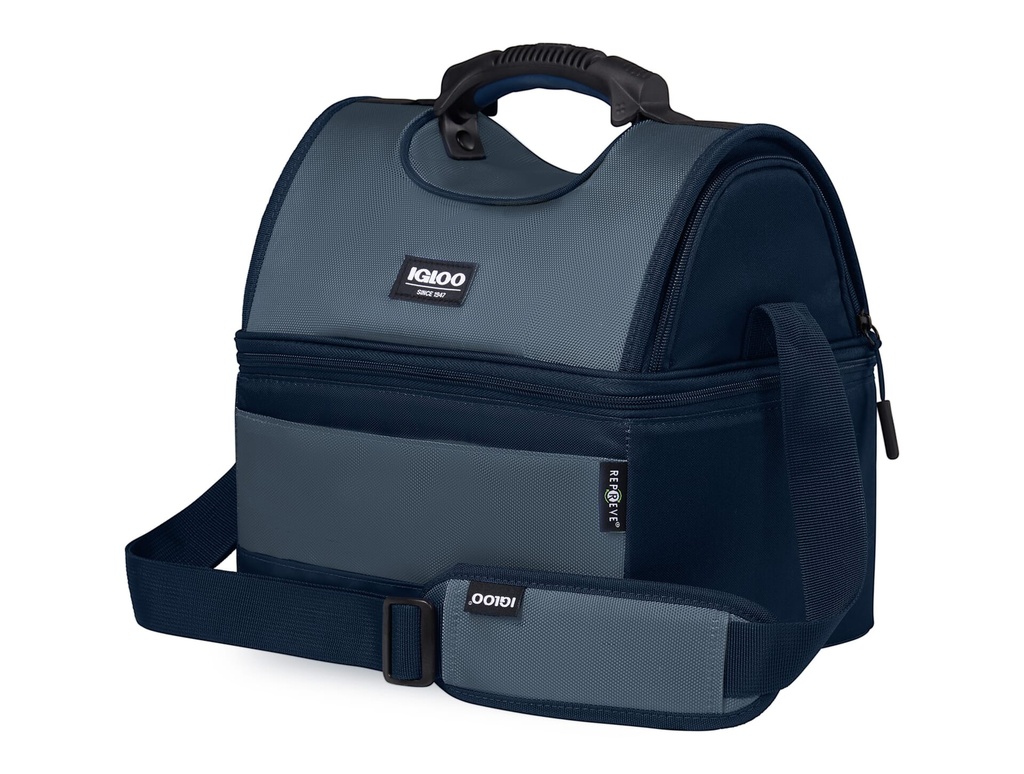 [00066114] IGLOO-16-Can Dual Compartment Insulated Gripper Lunch Bag - Blue  Image 