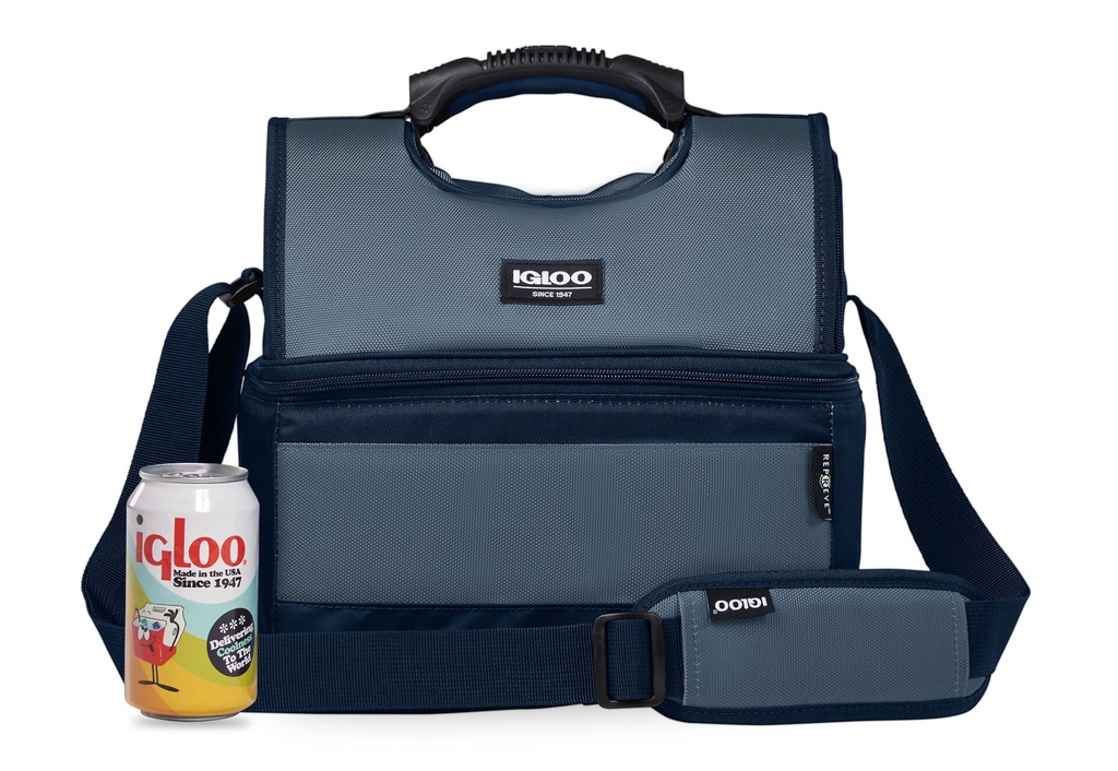 [00066114] IGLOO-16-Can Dual Compartment Insulated Gripper Lunch Bag - Blue  Image 