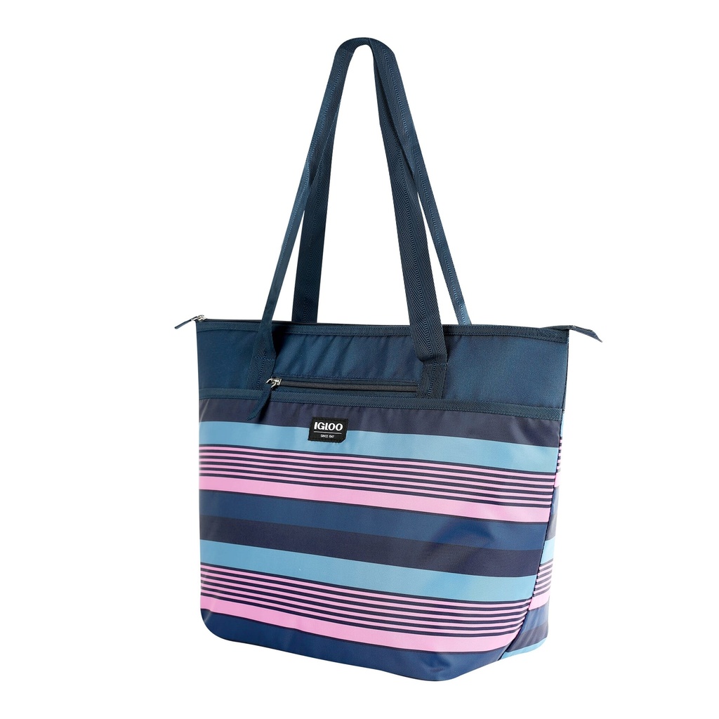 [00166276] IGLOO-30 Can Essential Tote Opp Cooler Bag - Navy Stripe Image 