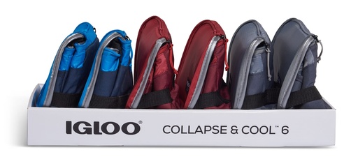 IGLOO-Collapse & Cool 6 Can Solid Assortment - Blue/Black  DISC