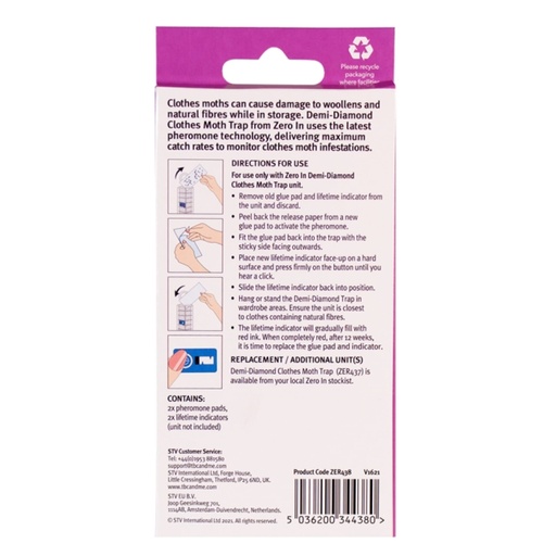 STV  Demi-Diamond Clothes Moth Killer Refill - Twinpack