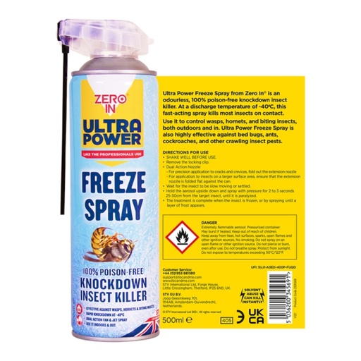 STV  Freeze Spray Knockdown Insect Killer - 500ml Dual Action Aerosol
