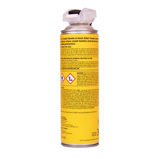 STV  Carpet Beetle & Moth Killer - 500ml Dual Action Aerosol