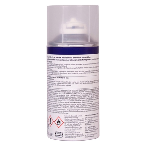STV  Carpet Beetle & Moth Killer Bomb - 150ml One-Shot Aerosol