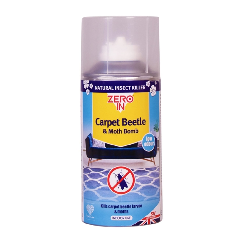 [ZER987] STV  Carpet Beetle & Moth Killer Bomb - 150ml One-Shot Aerosol Image 