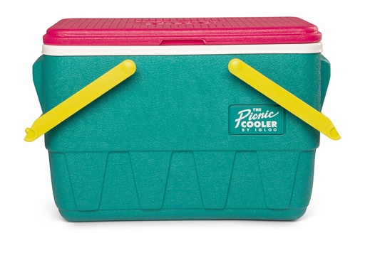 IGLOO-Retro Jade 25 Qt Lunch Picnic Basket Cooler - Dark Jade /Bold Magenta /Livewire Yellow - DISC