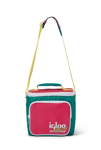 IGLOO-Retro Square Cooler Lunch Bag - Dark Jade /Bold Magenta /Livewire Yellow