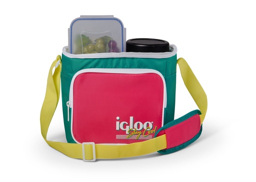 IGLOO-Retro Square Cooler Lunch Bag - Dark Jade /Bold Magenta /Livewire Yellow