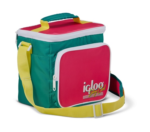 IGLOO-Retro Square Cooler Lunch Bag - Dark Jade /Bold Magenta /Livewire Yellow