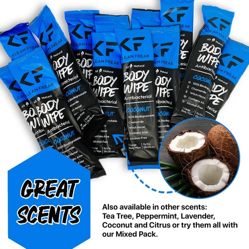 Klean Freak - Body Wipes - Dozen Pack - Coconut