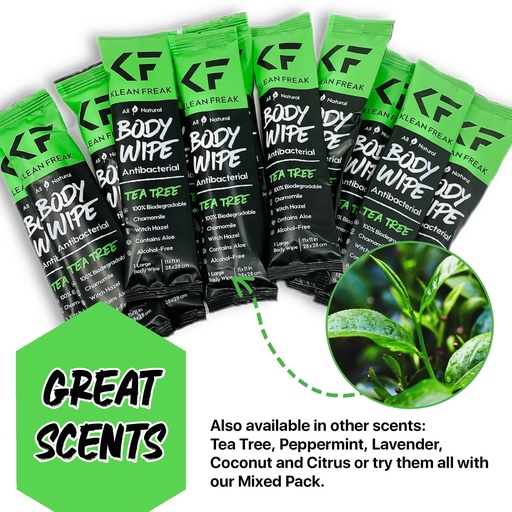 Klean Freak - Body Wipes - Single Sachet - Tea Tree